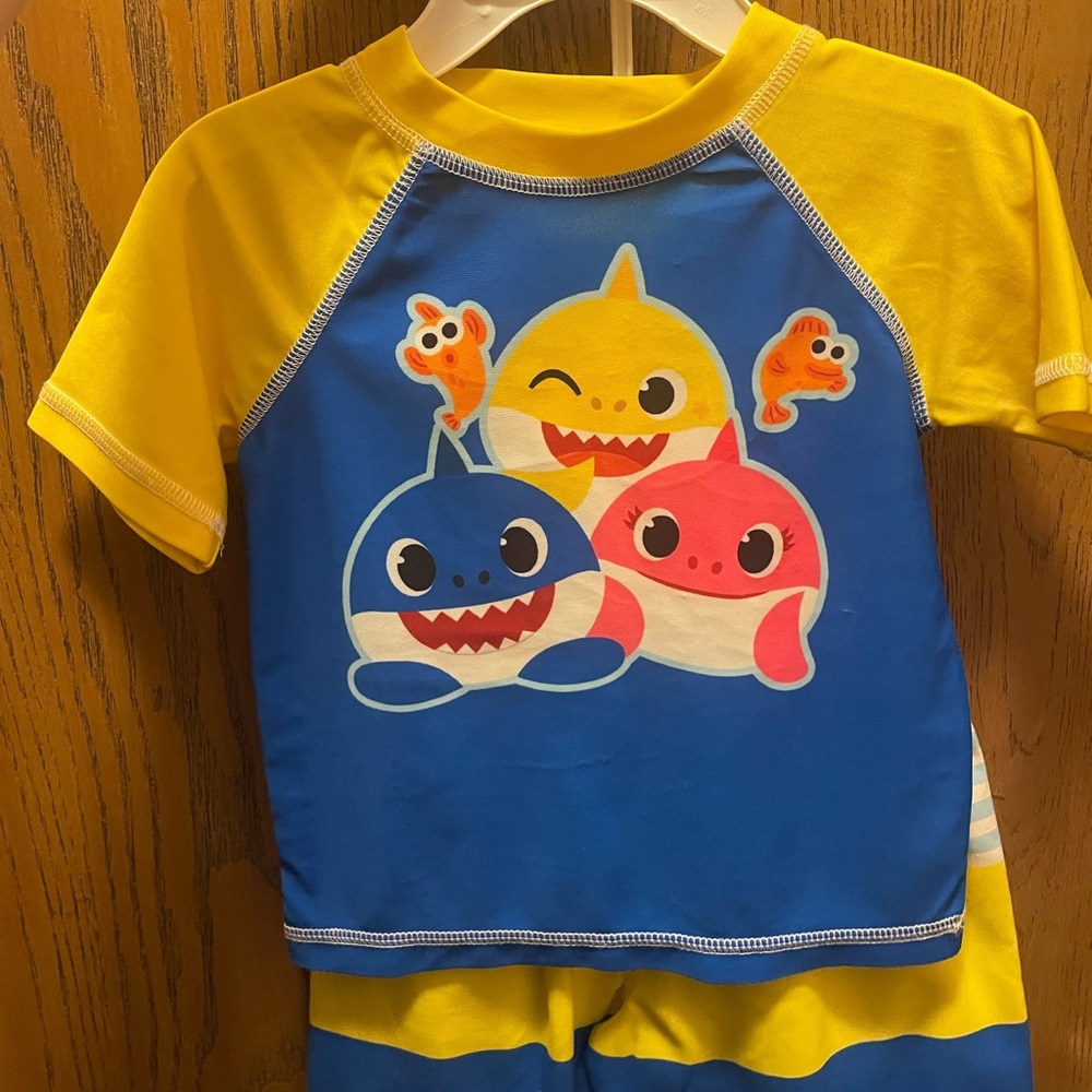 Kids Shark Swim Trunks - Yellow and Blue